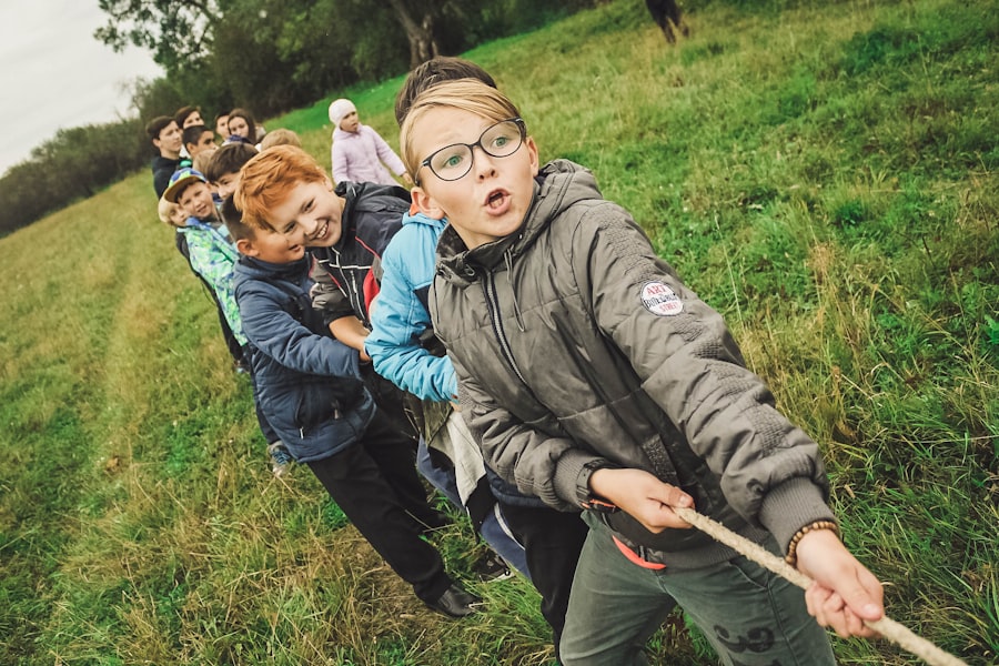 Kids having fun playing together outdoors